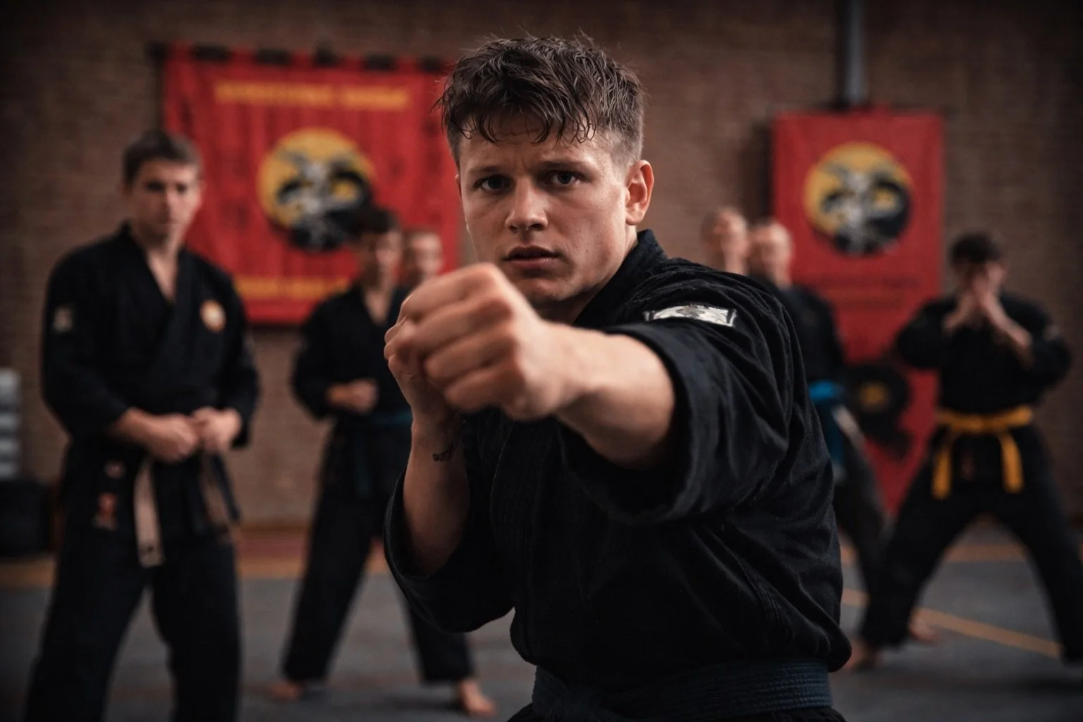 Jongeren tijdens Shaolin Kempo training