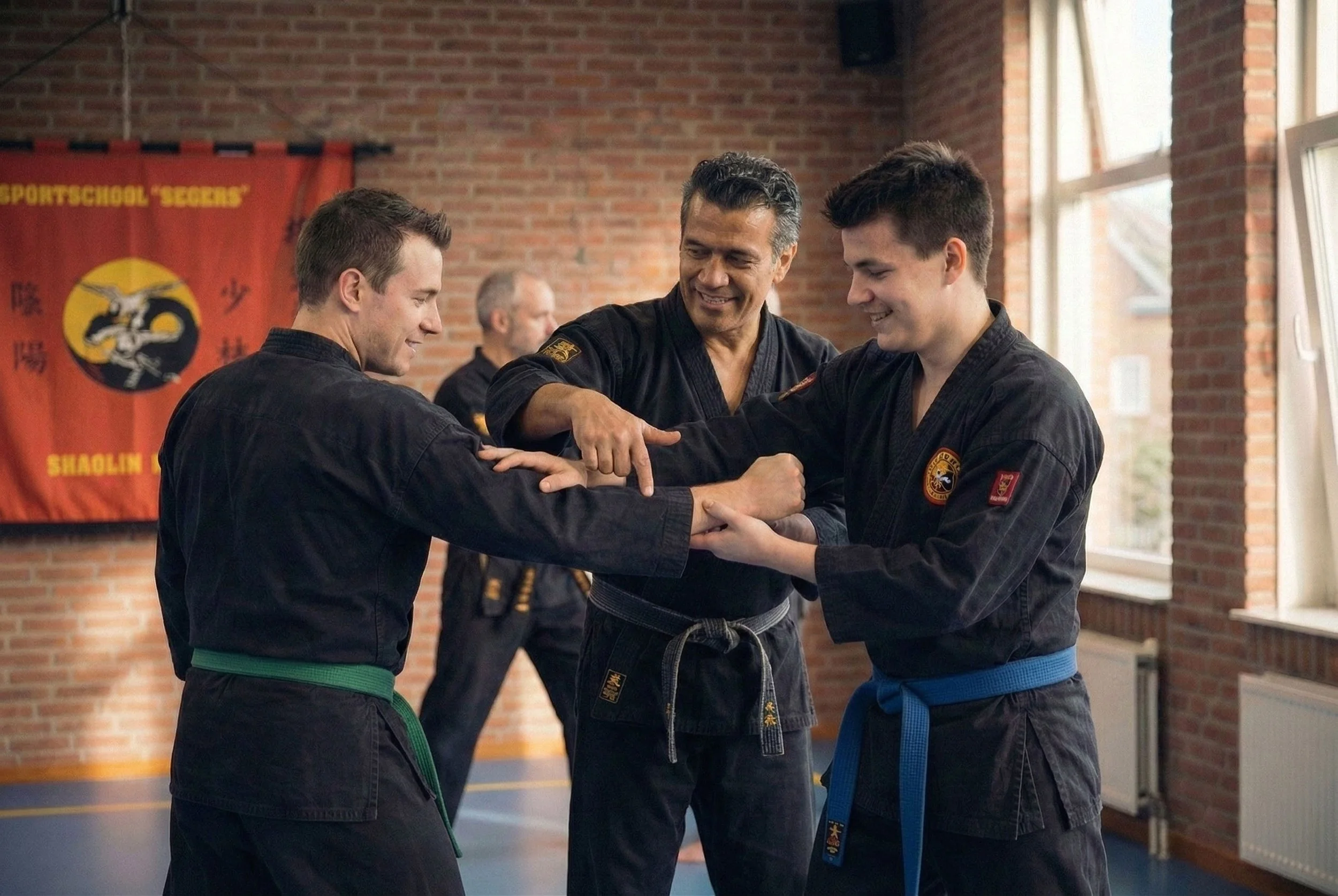 Instructeur legt een techniek uit aan leerlingen