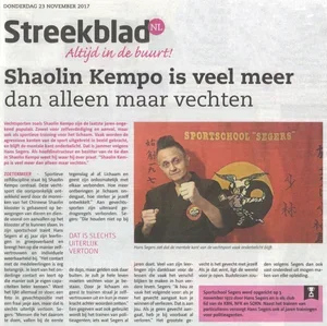 Krantenartikel 2017 - Streekblad - Shaolin Kempo is veel meer dan alleen maar vechten